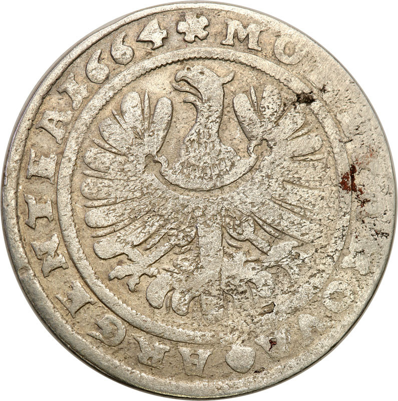 Śląsk, ks. legnicko-brzesko-wołowskie - Krystian Wołowski (1639-1673). 15 krajcarów 1664, Brzeg